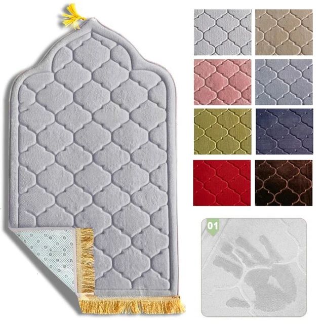 Premium Plain Padded Prayer Mat – Anti-Slip Memory Foam Janamaz with Tassel